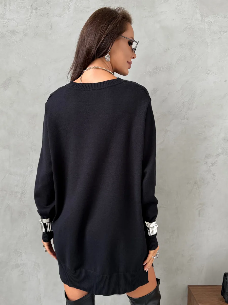 Черная кофта теплая трикотажная