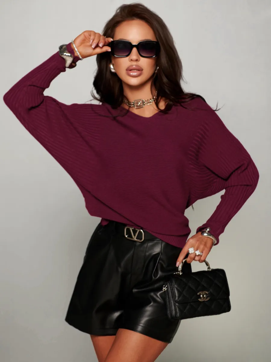 Бордовая кофта теплая трикотажная