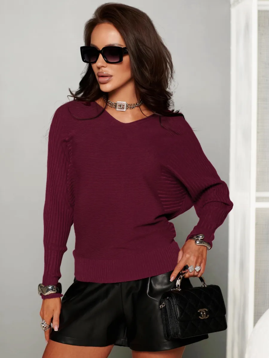 Бордовая кофта теплая трикотажная