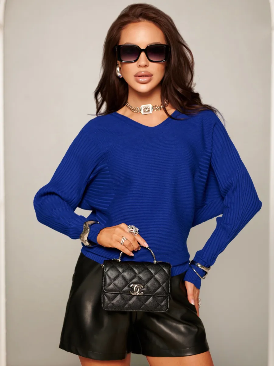 Синяя кофта теплая трикотажная