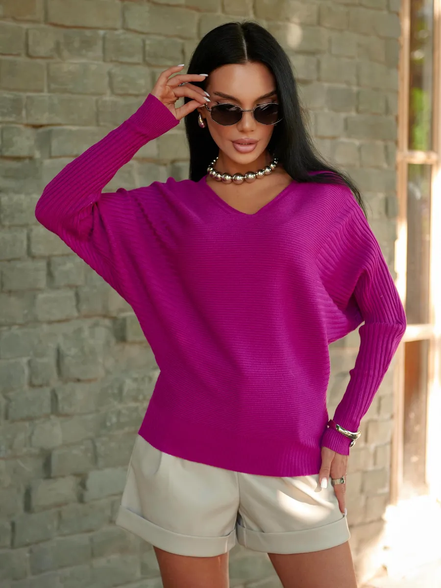 Фуксия кофта теплая трикотажная