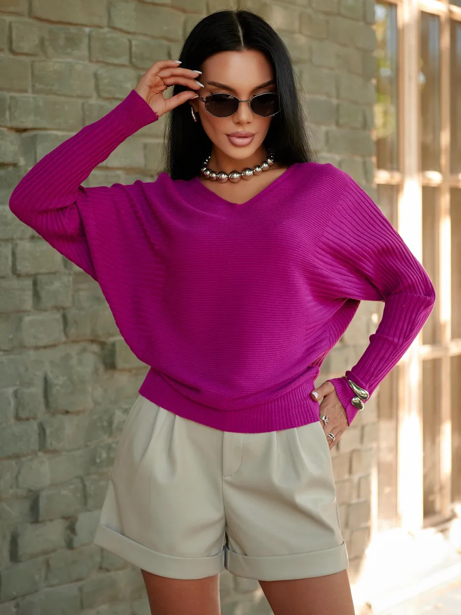 Фуксия кофта теплая трикотажная