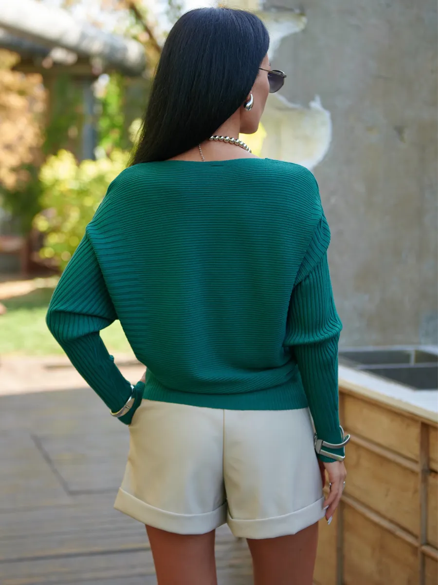 Зеленая кофта теплая трикотажная