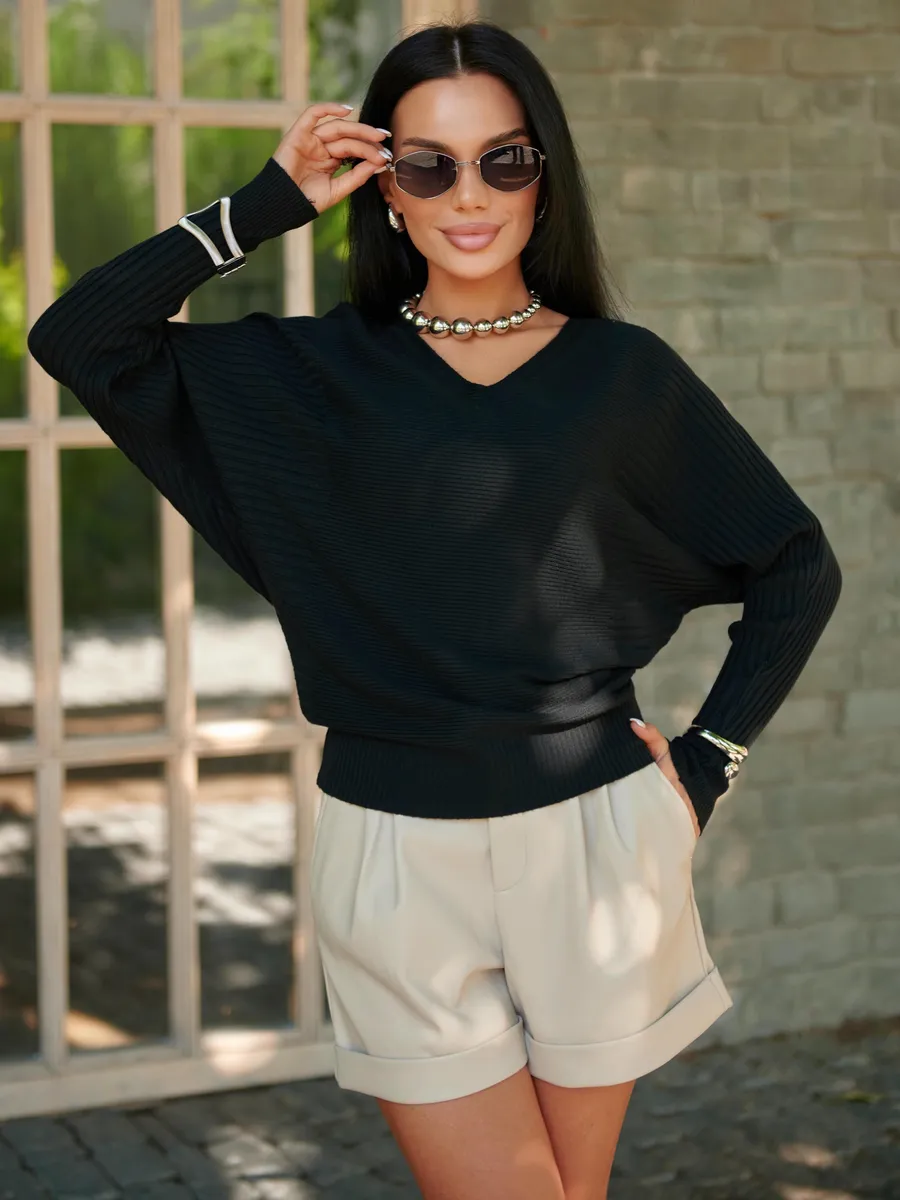 Черная кофта теплая трикотажная