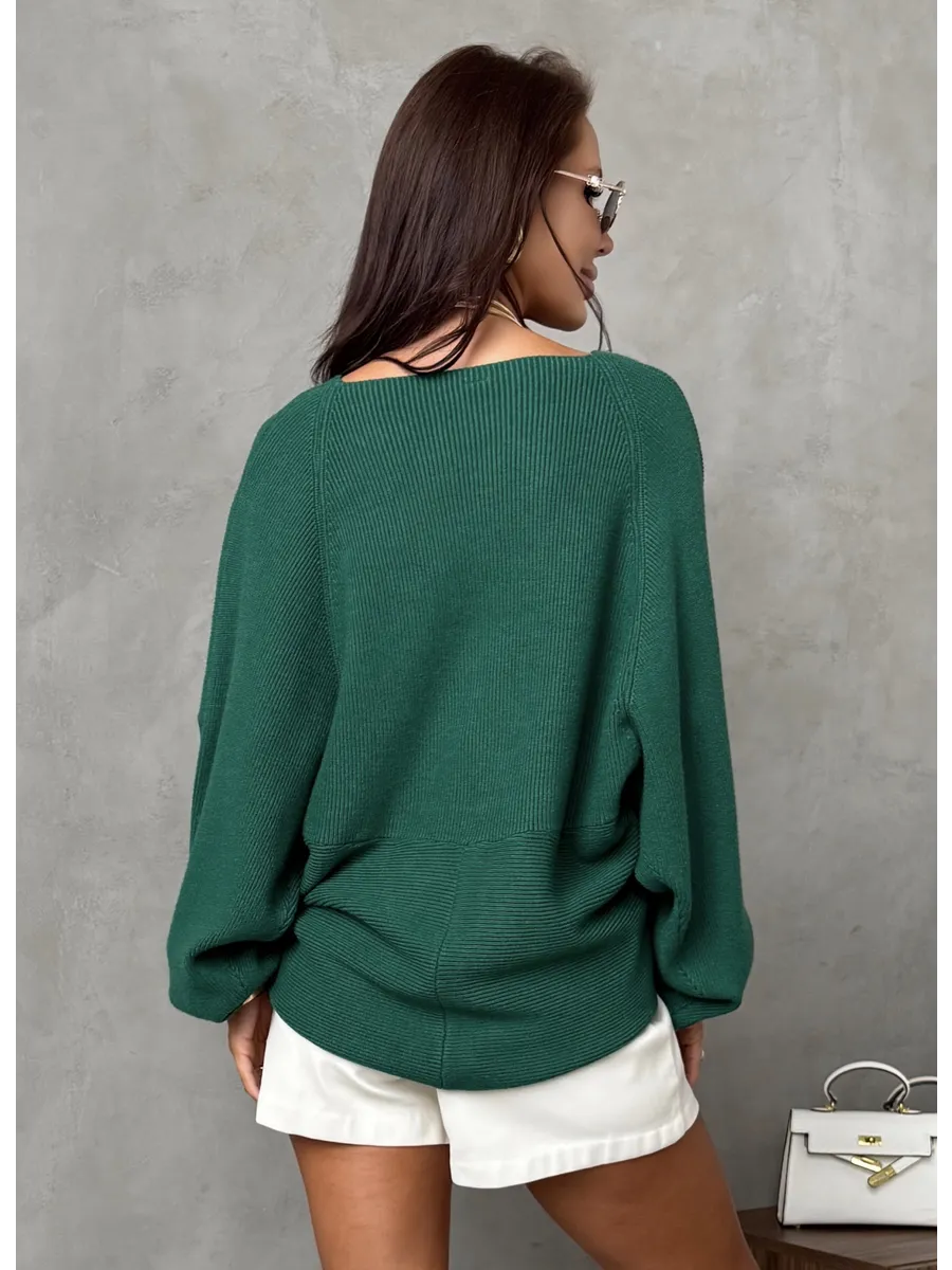 Зеленая теплая кофта вязаная на запах оверсайз