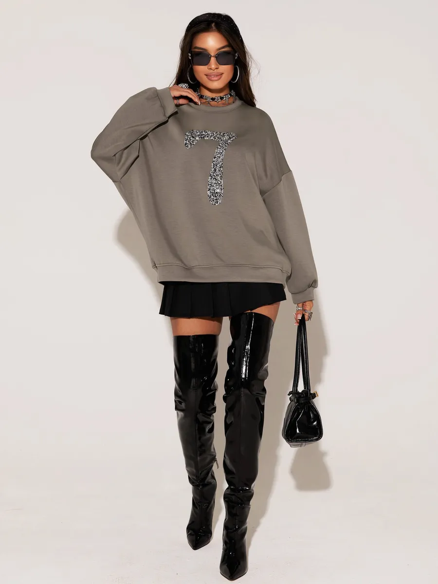 Коричневая кофта оверсайз нарядная