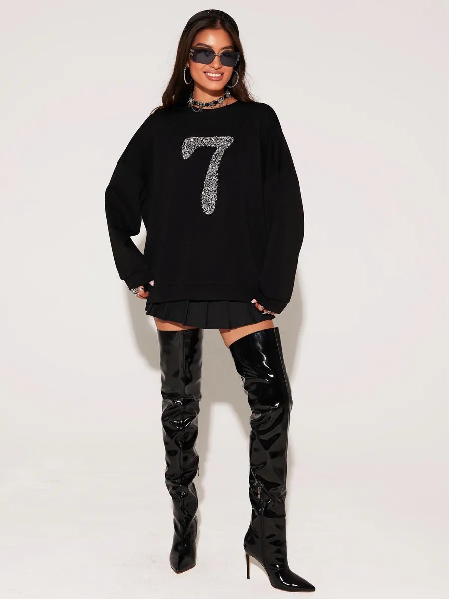 Черная кофта оверсайз нарядная
