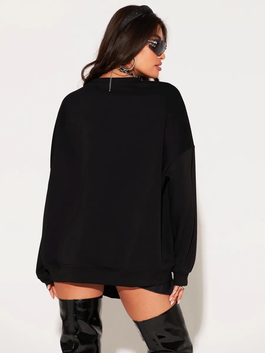 Черная кофта оверсайз нарядная