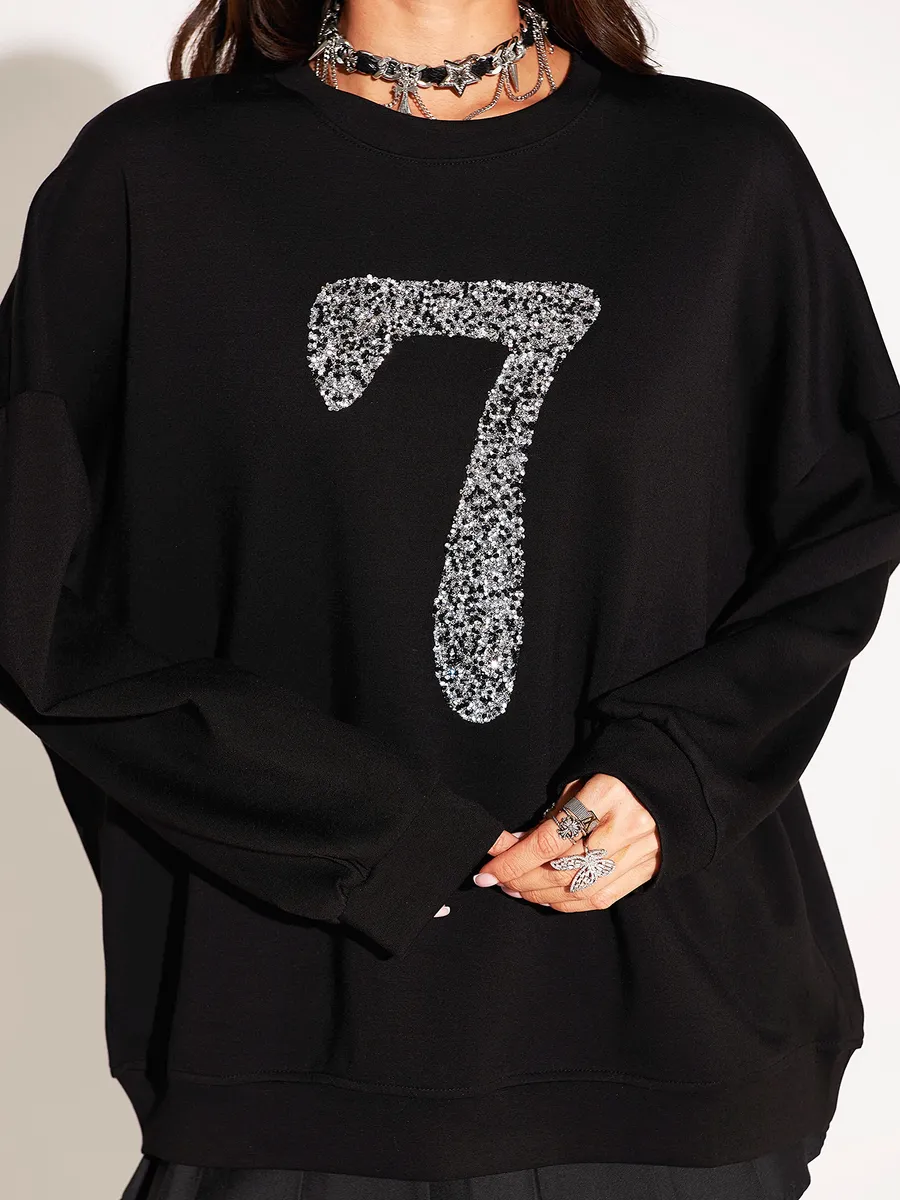 Черная кофта оверсайз нарядная