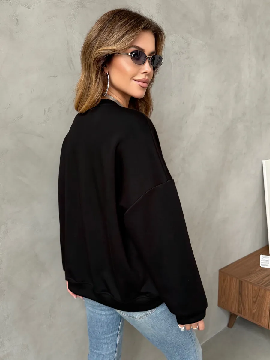 Черная кофта оверсайз нарядная