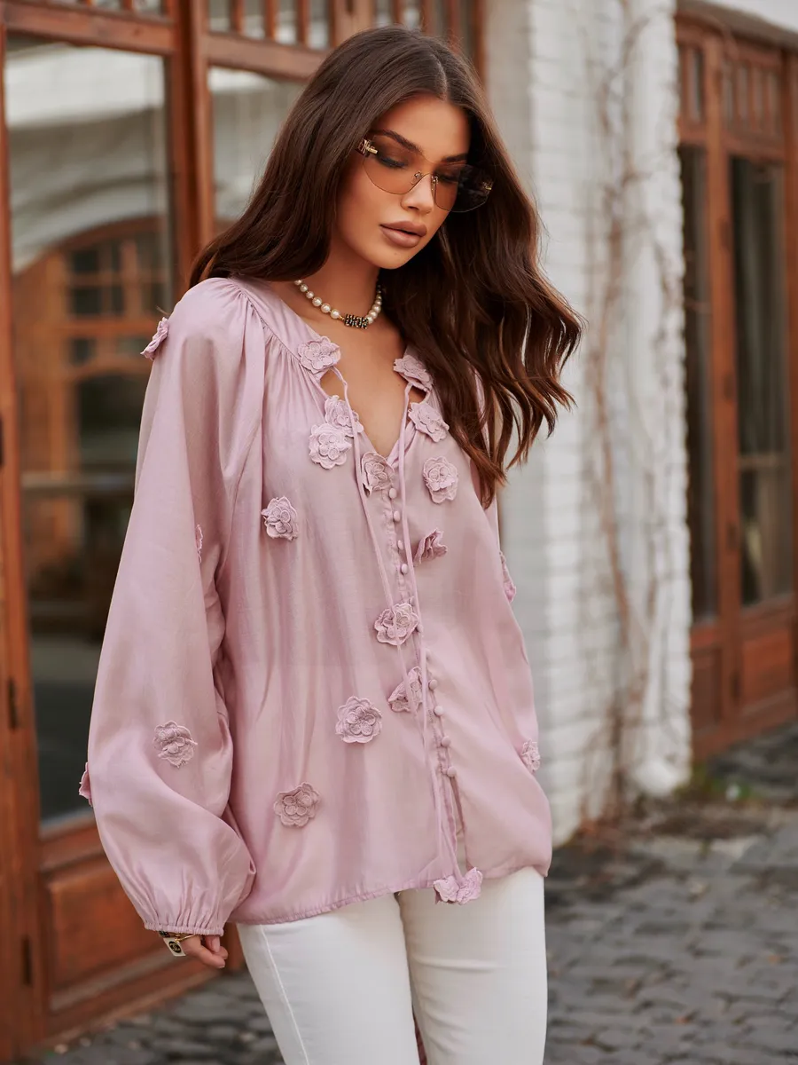 Розовая блузка нарядная летняя