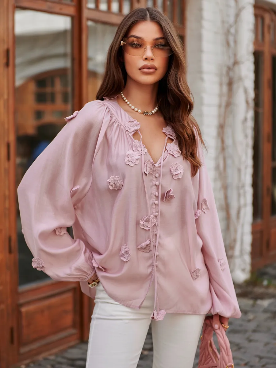 Розовая блузка нарядная летняя