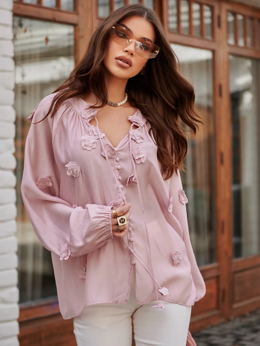 Розовая блузка нарядная летняя