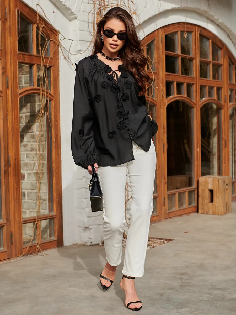 Черная блузка нарядная летняя