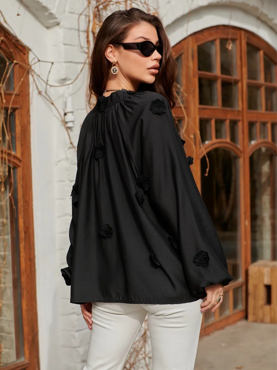 Черная блузка нарядная летняя