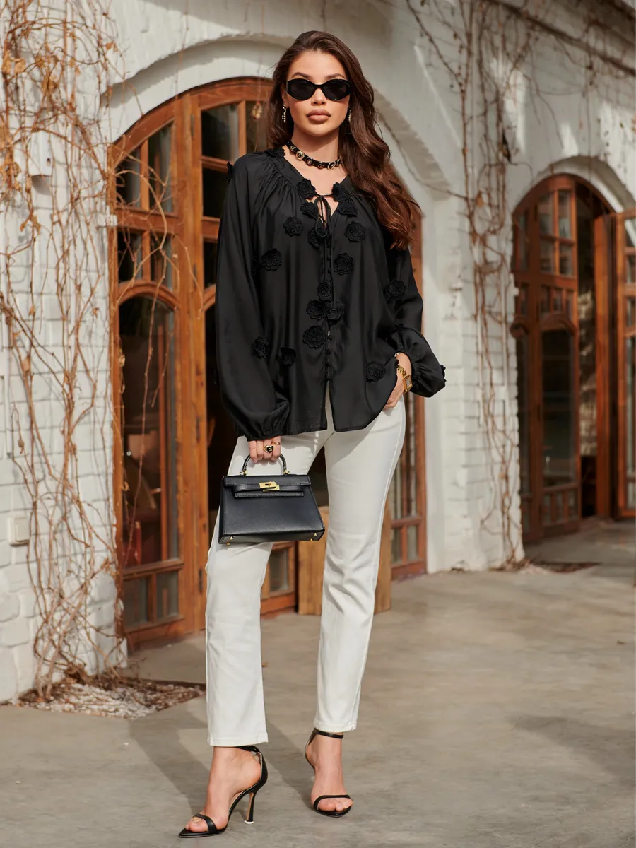 Черная блузка нарядная летняя