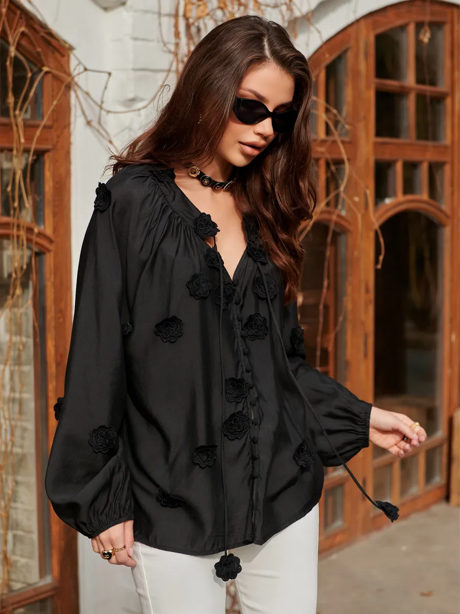 Черная блузка нарядная летняя