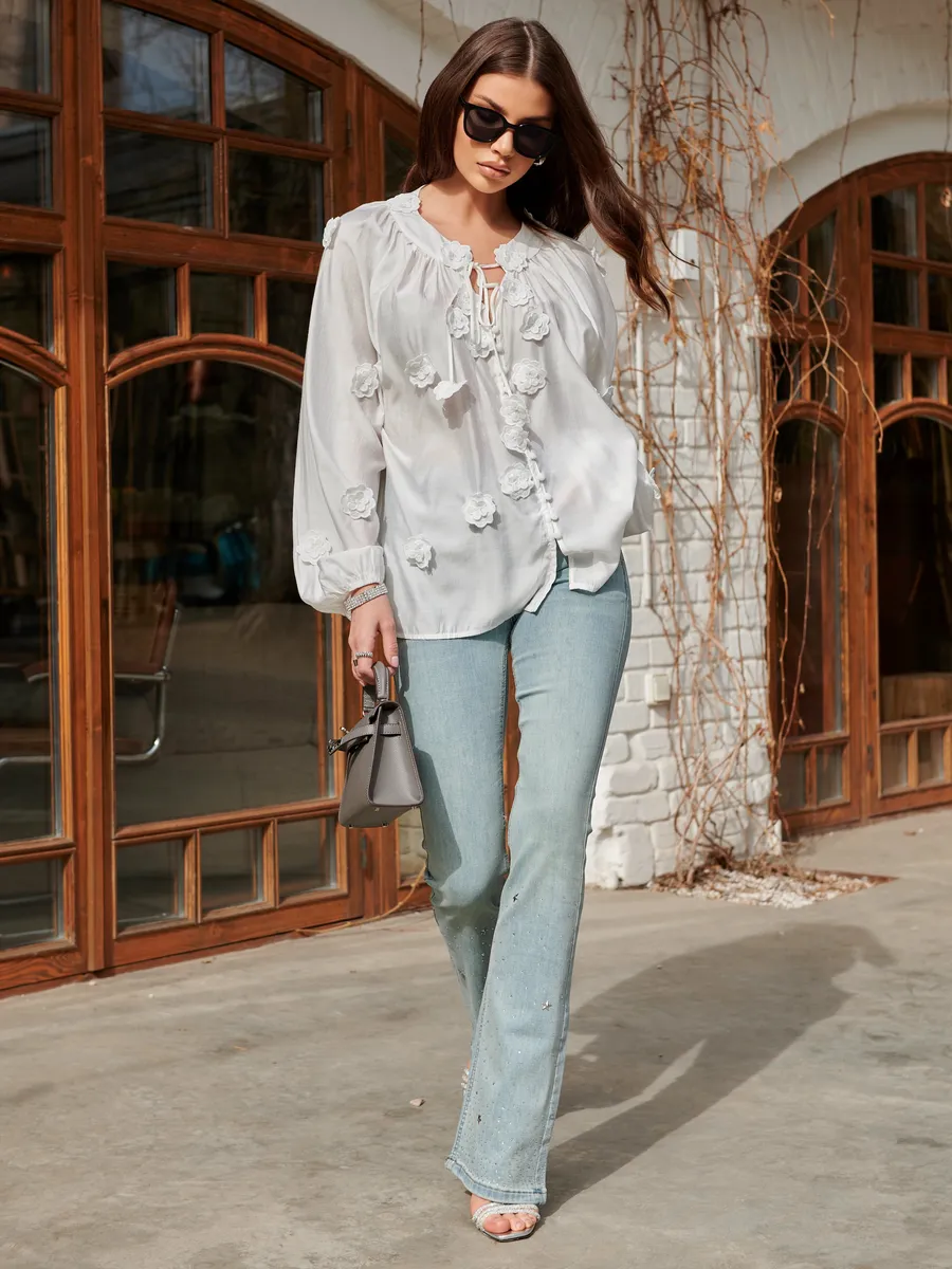 Белая блузка нарядная летняя