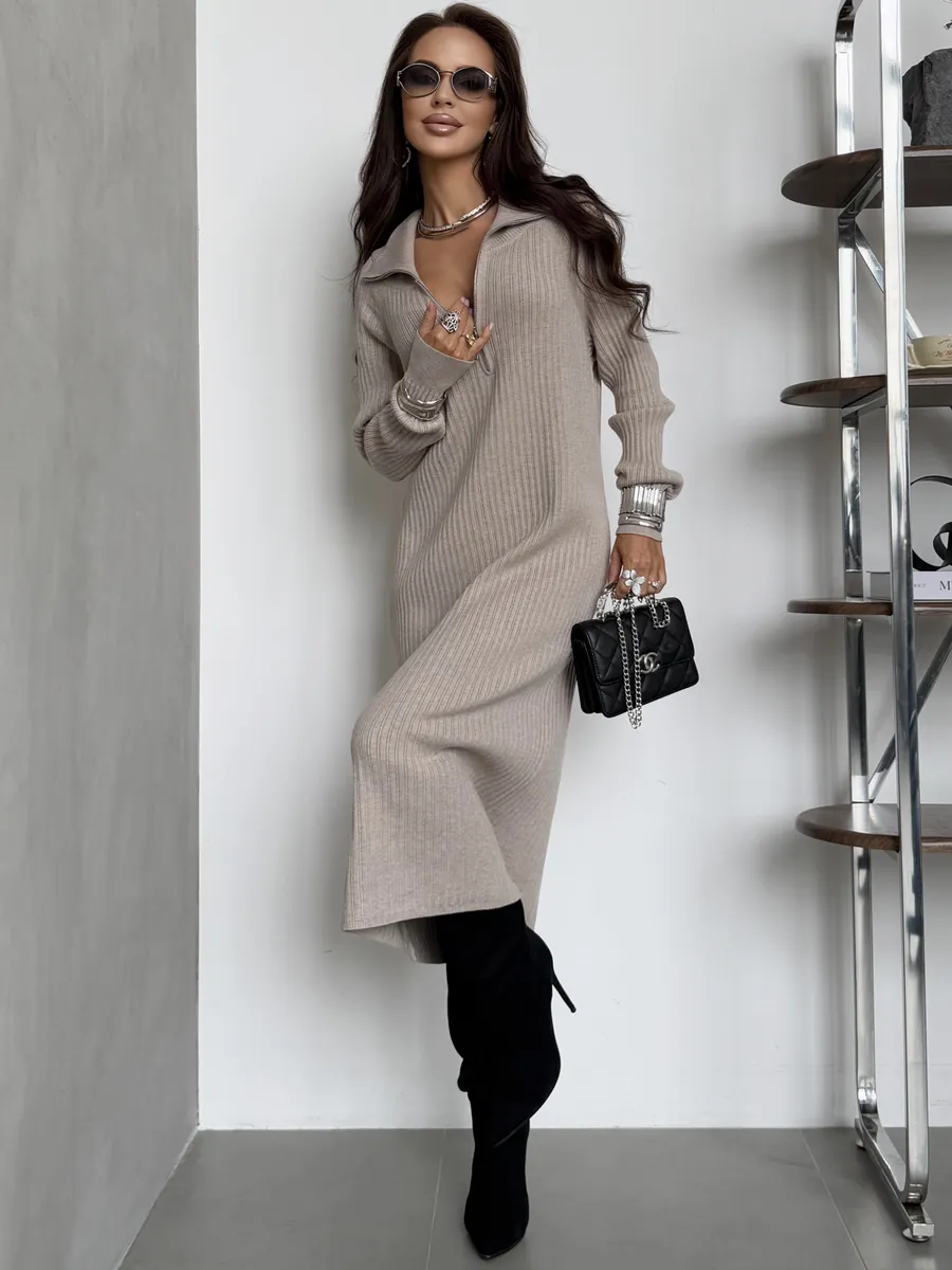 Платье осеннее теплое лапша