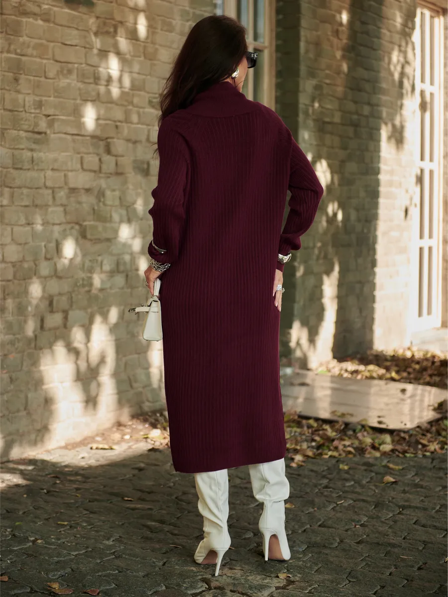 Бордовое платье осеннее теплое лапша