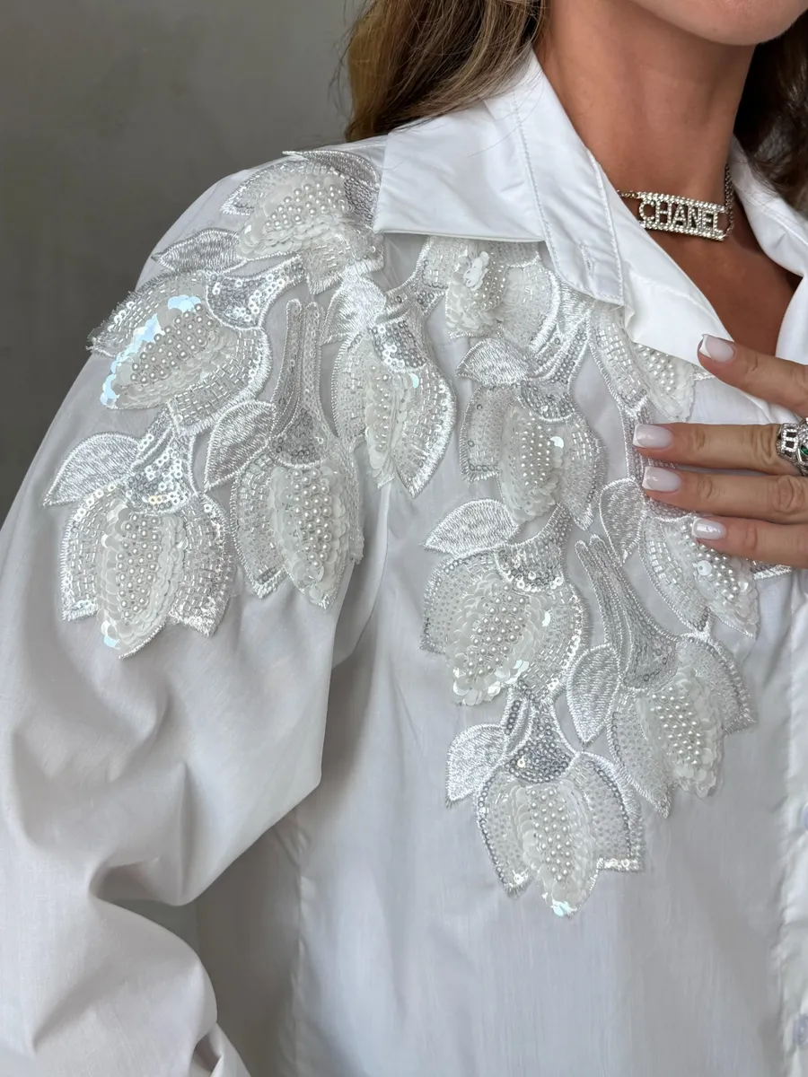 Белая рубашка летняя нарядная