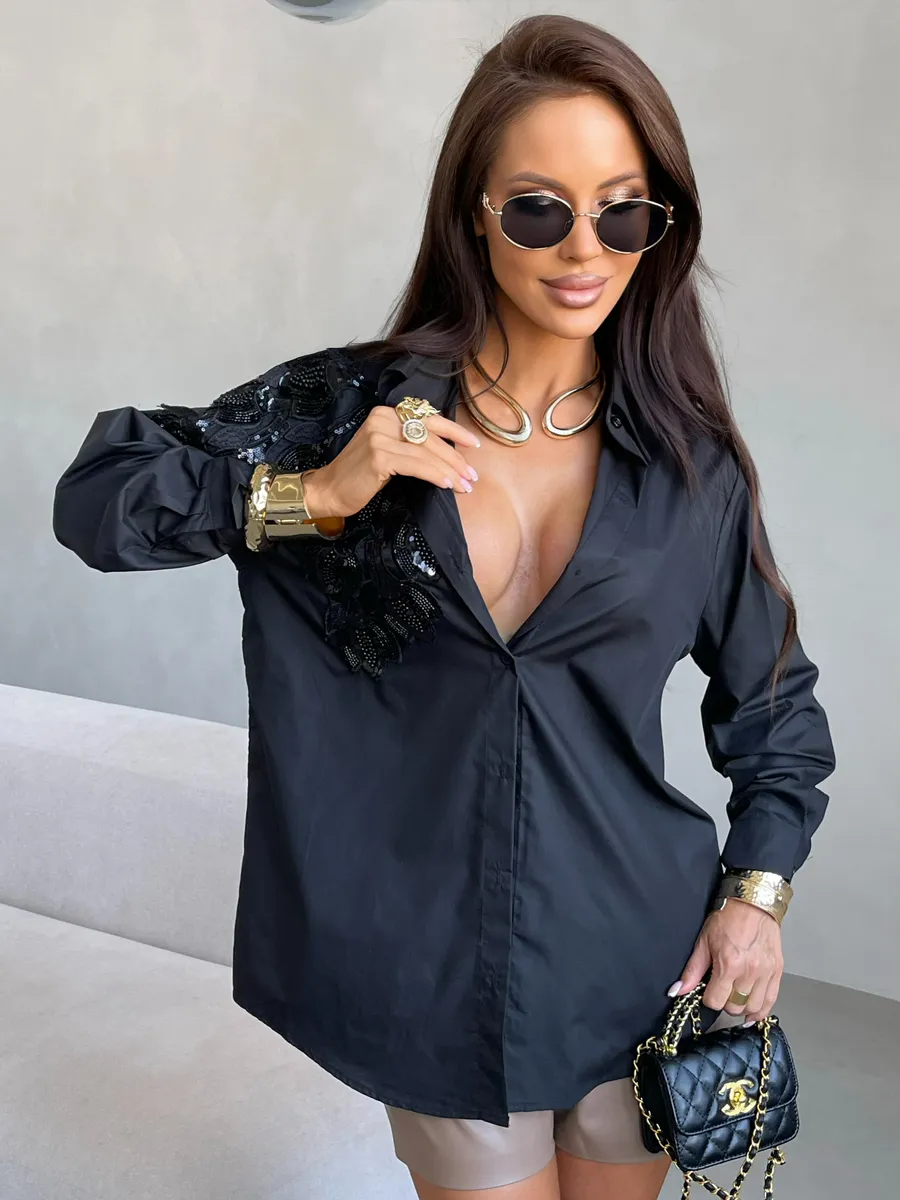 Черная рубашка летняя нарядная