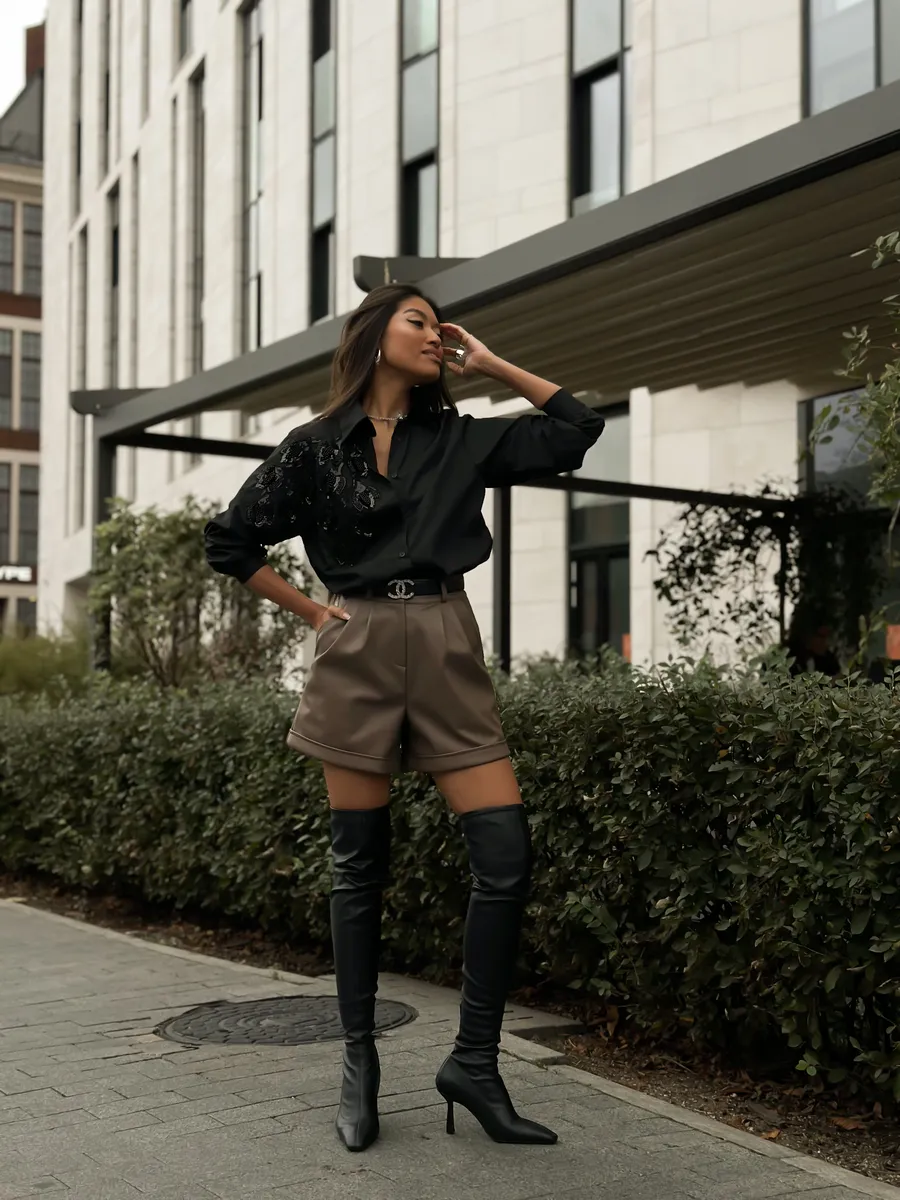 Черная рубашка летняя нарядная