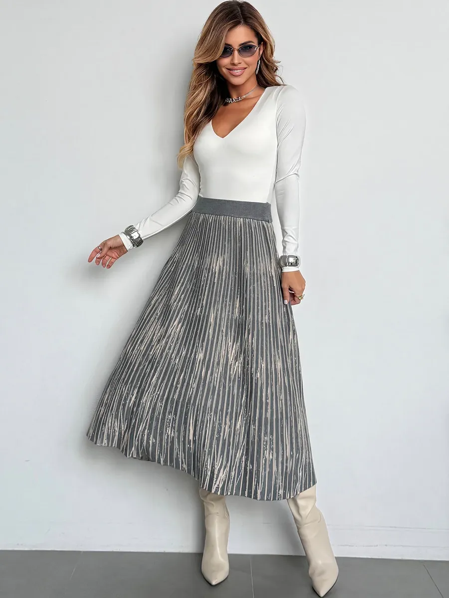 Юбка миди трикотажная теплая