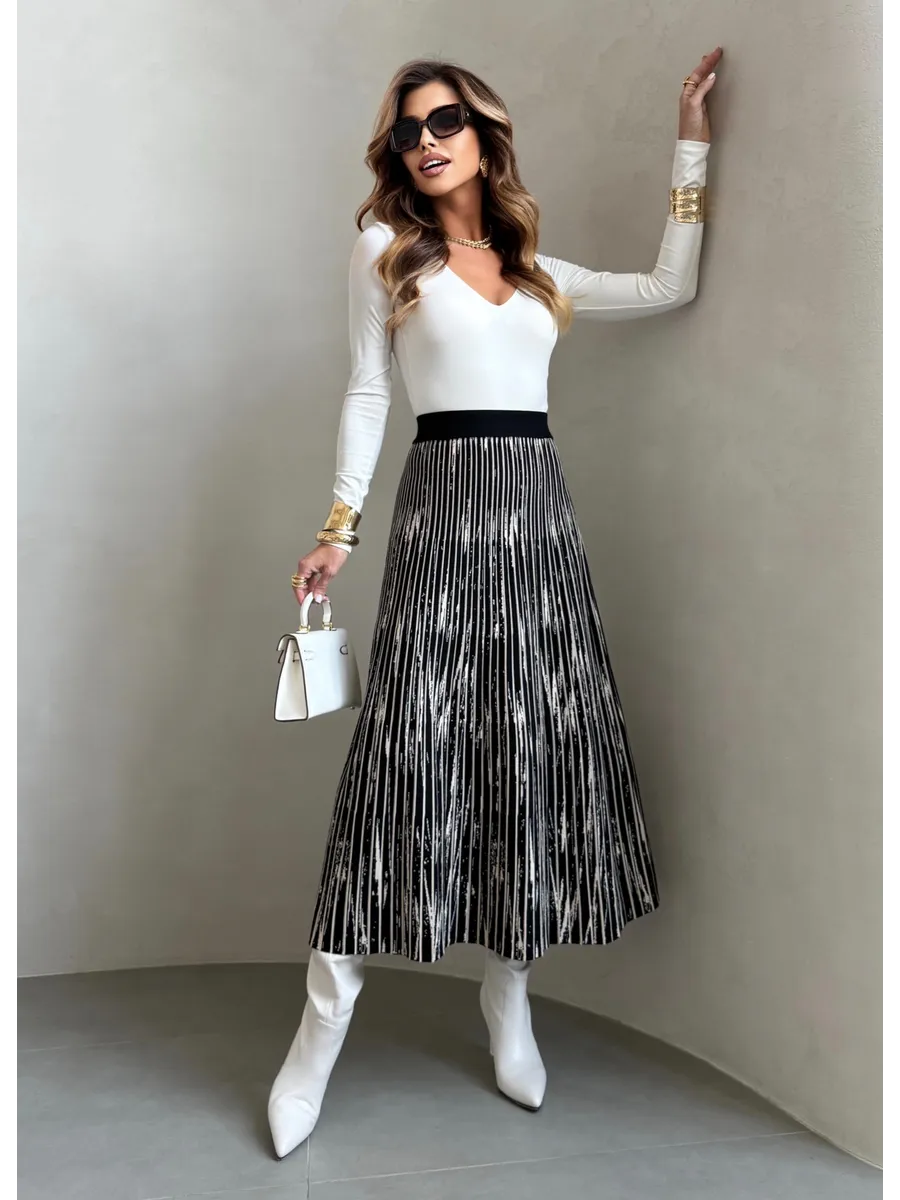 Юбка миди трикотажная теплая