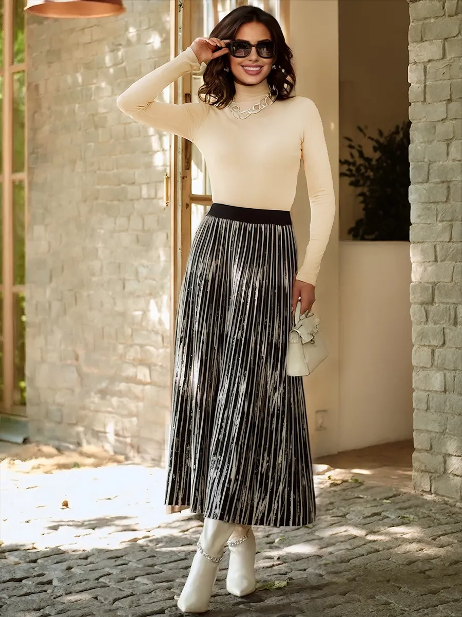 Черная юбка миди трикотажная теплая