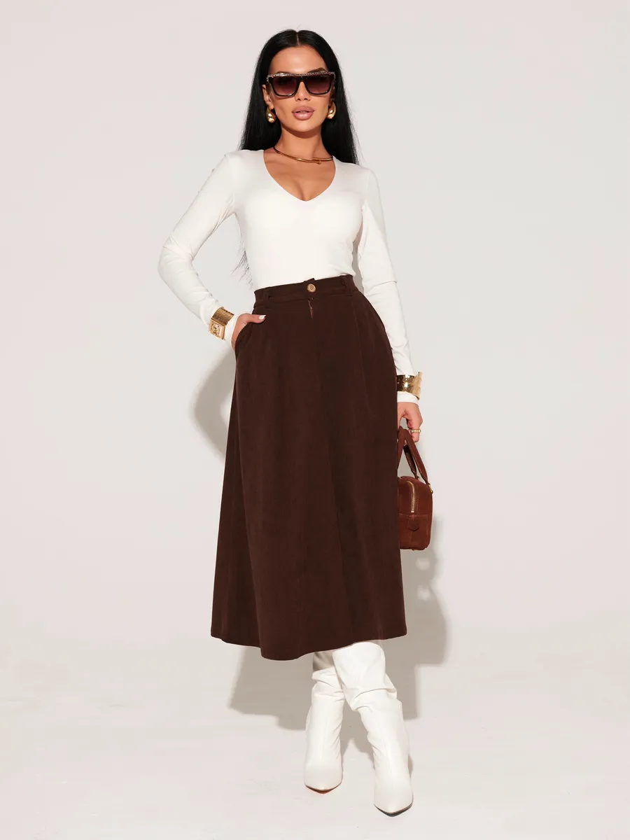 Юбка миди вельветовая