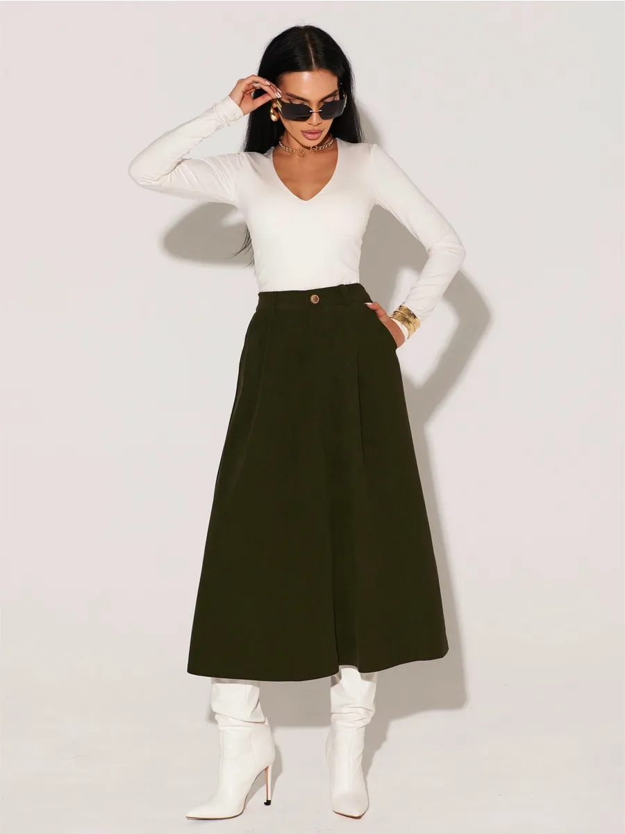 Юбка миди вельветовая