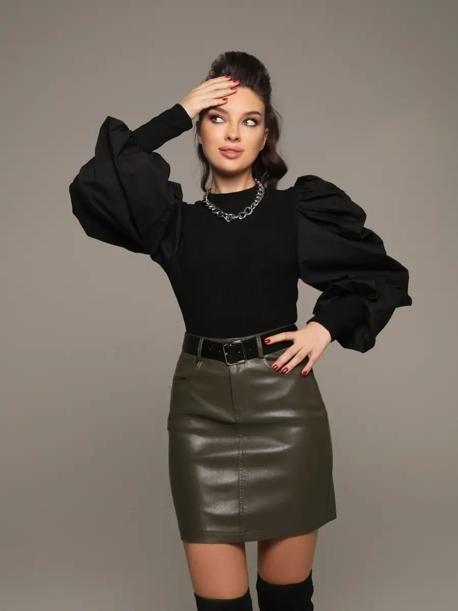 Блузка женская нарядная школьная офис с пышным рукавом