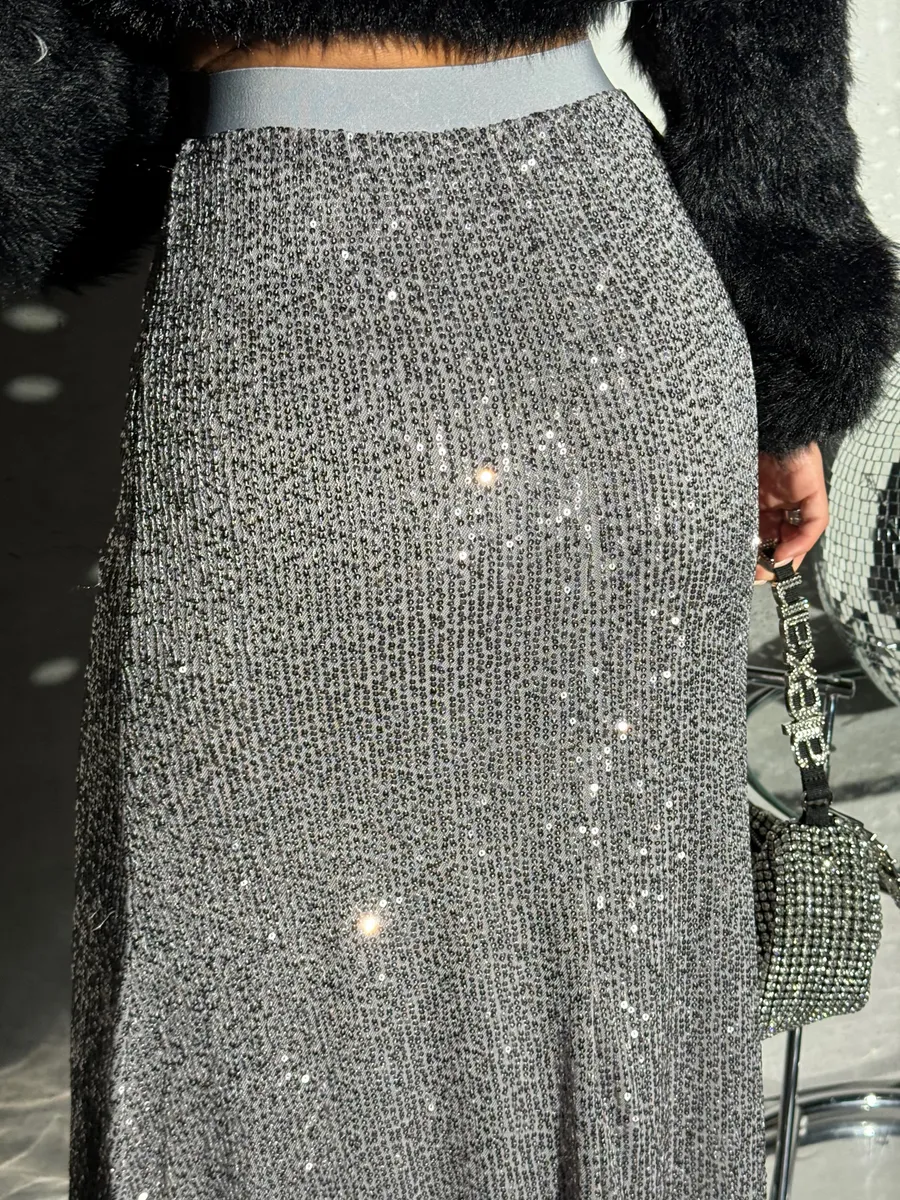 Серая юбка длинная вечерняя