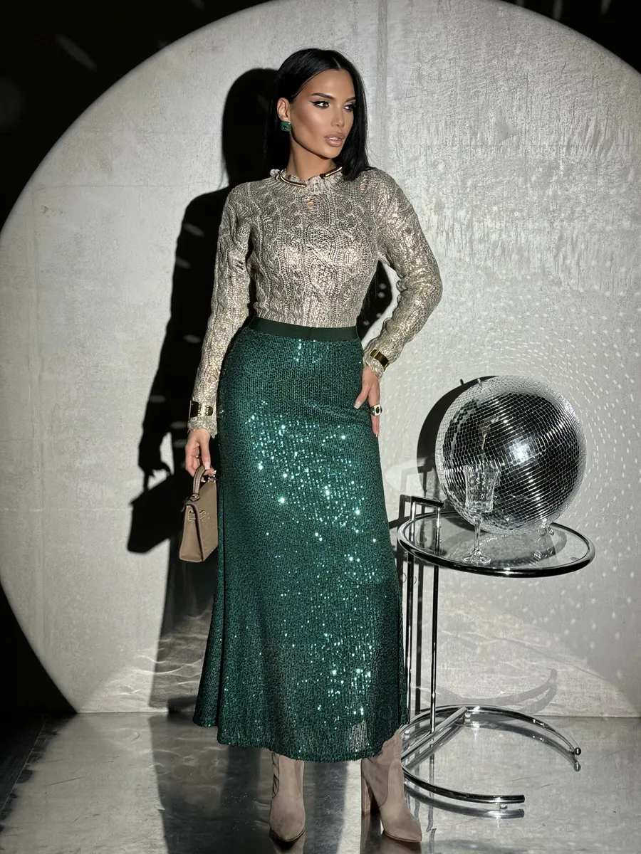 Зеленая юбка длинная вечерняя