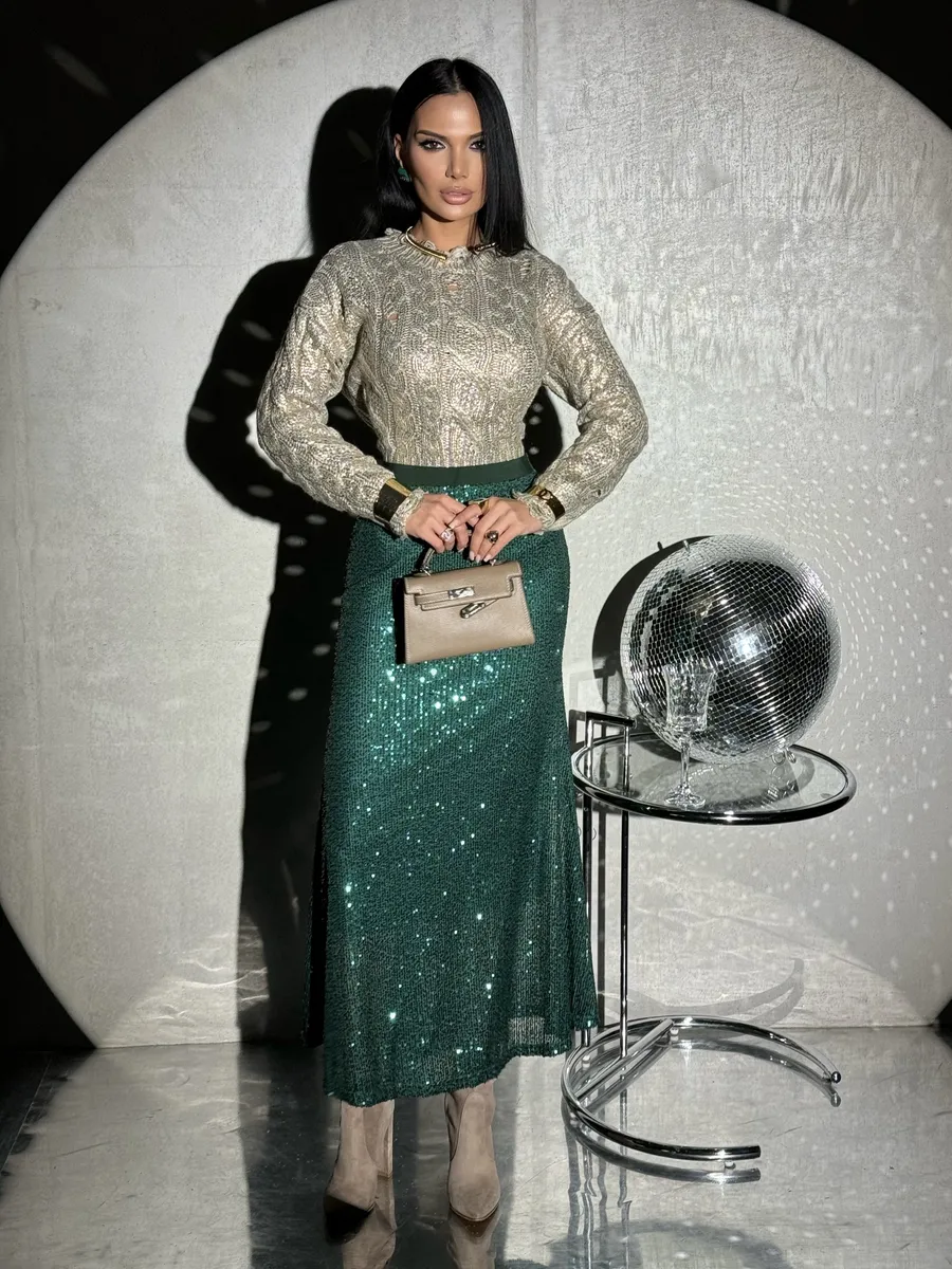 Зеленая юбка длинная вечерняя