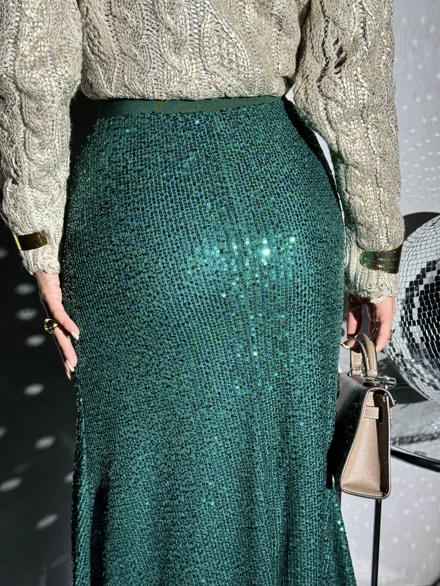 Зеленая юбка длинная вечерняя