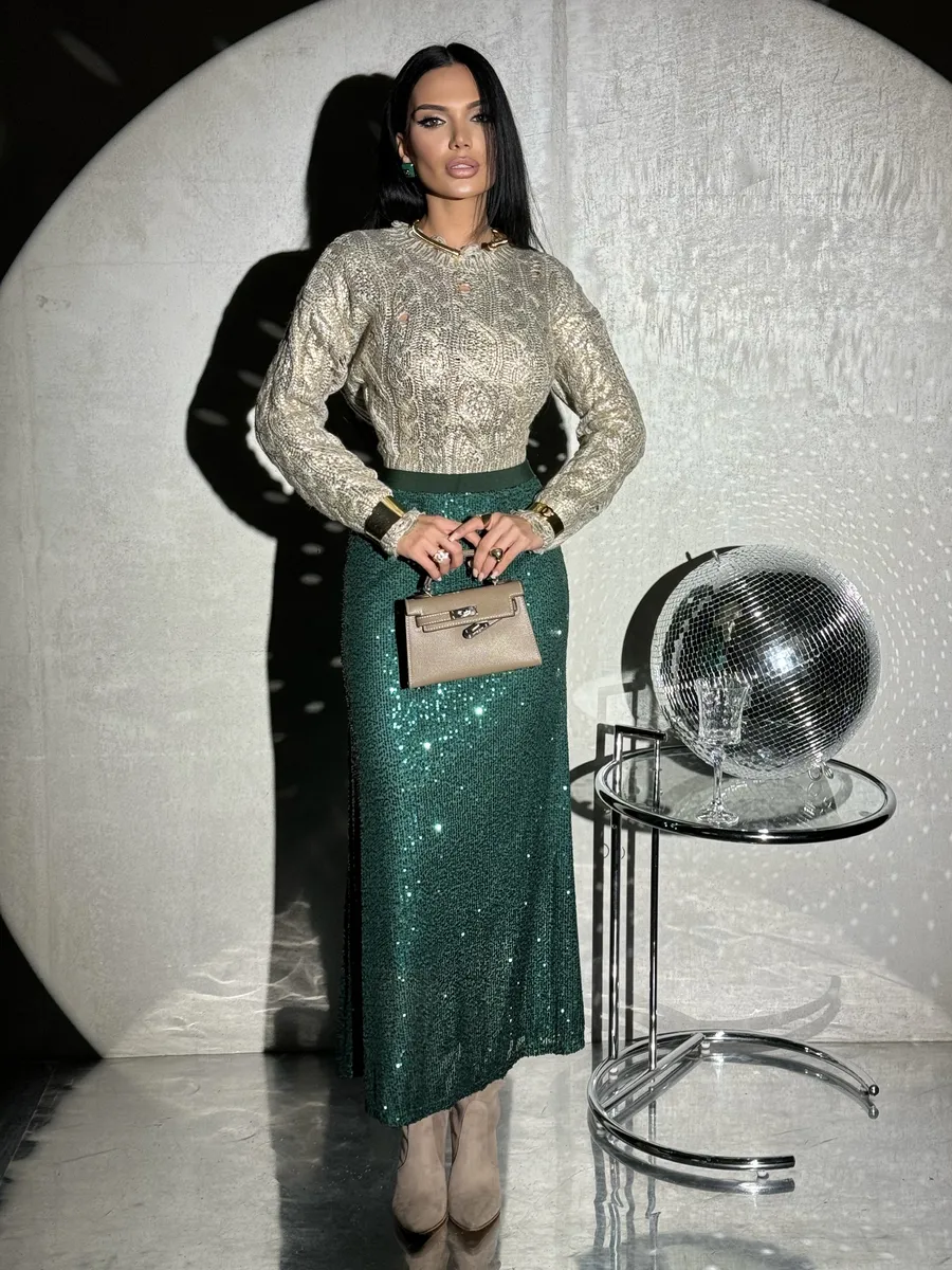 Зеленая юбка длинная вечерняя