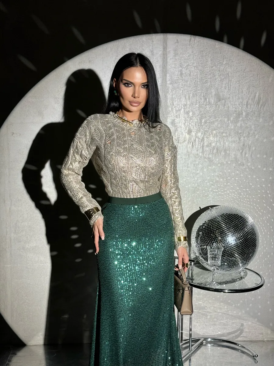 Зеленая юбка длинная вечерняя