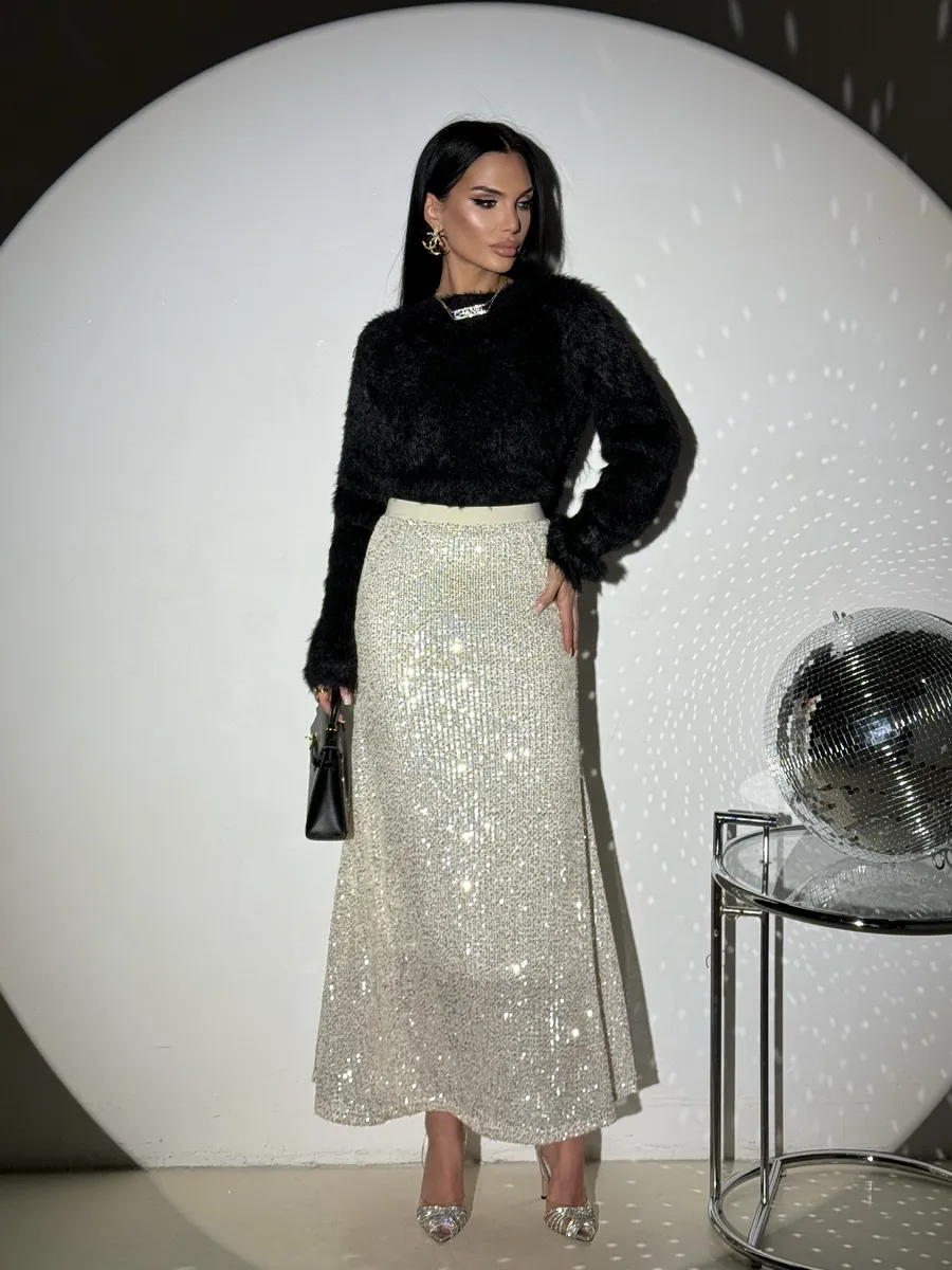 Бежевая юбка длинная вечерняя