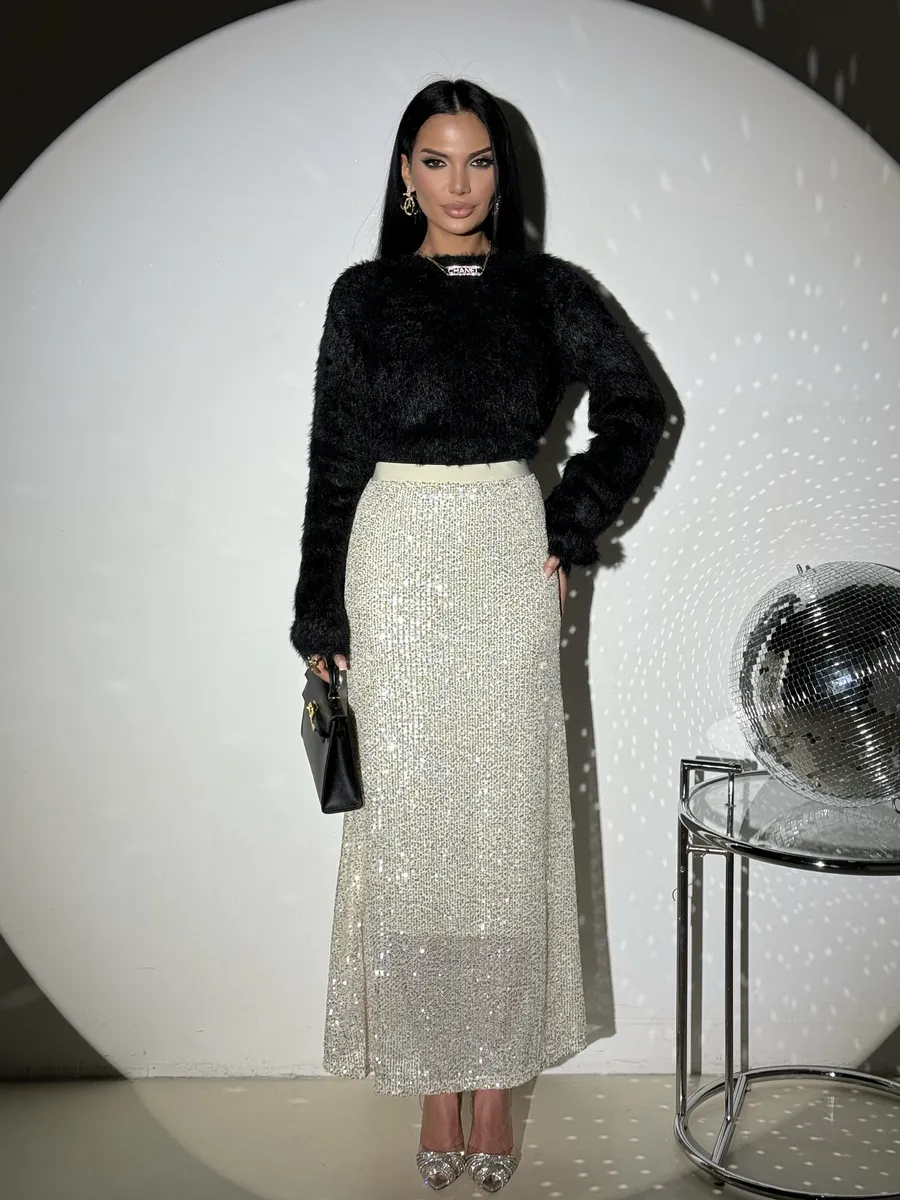 Бежевая юбка длинная вечерняя