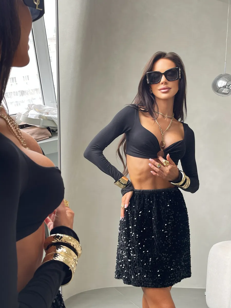 Черная юбка летняя мини вечерняя