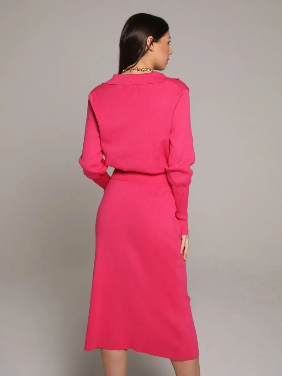 Фуксия костюм женский юбочный юбка миди и джемпер кофта