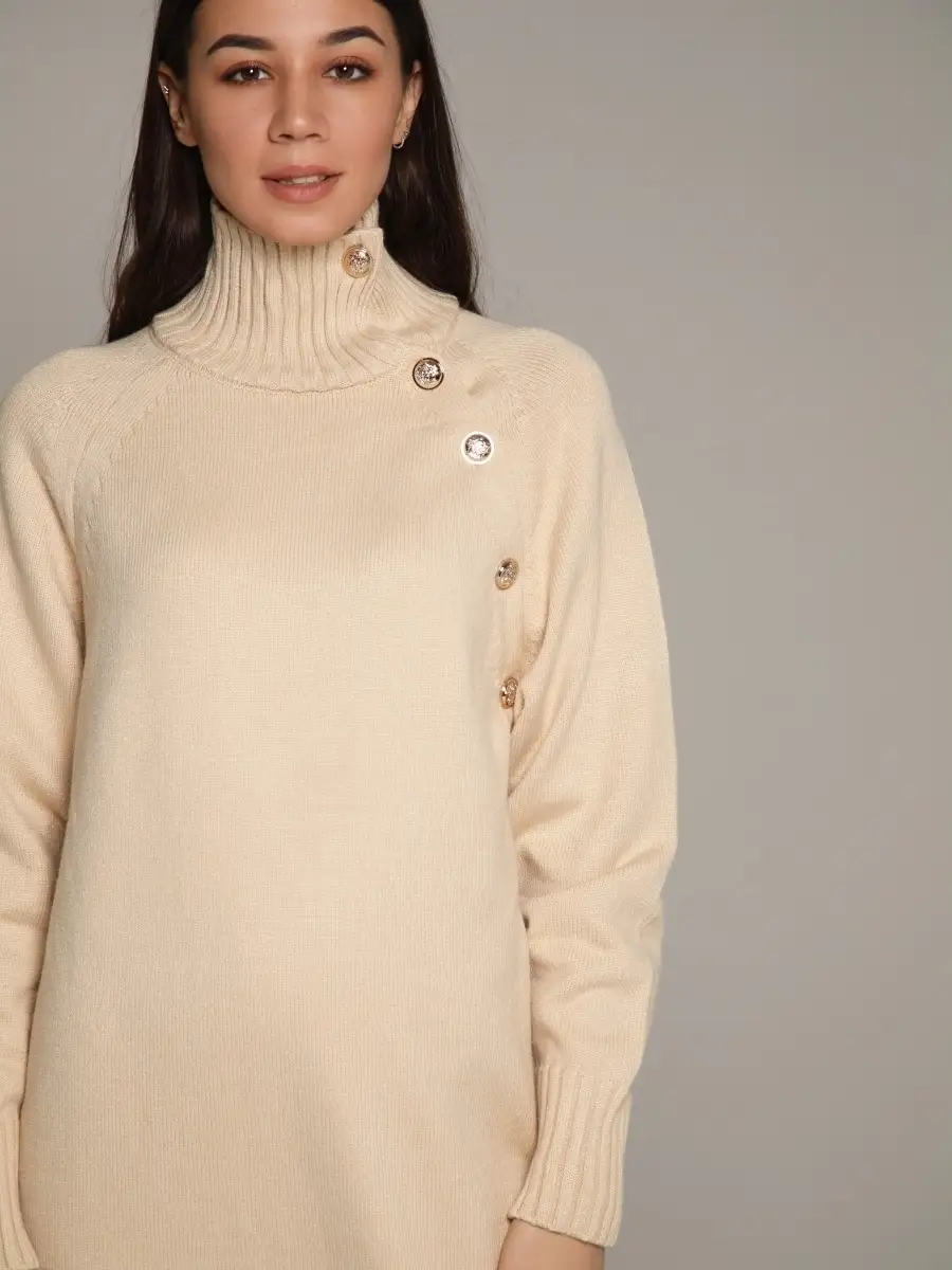 Молочное платье женское тёплое свободное оверсайз трикотажное