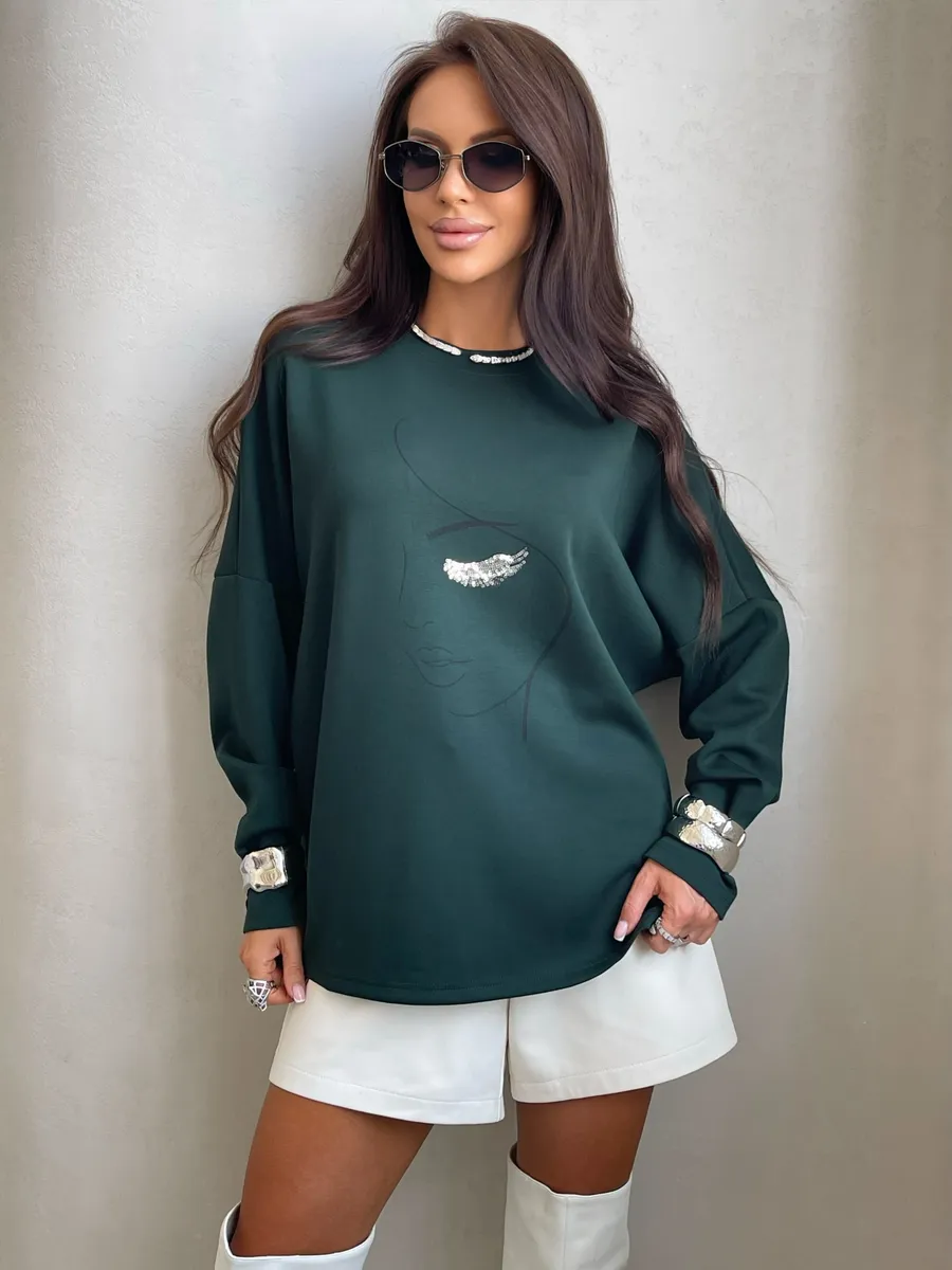 Зеленая кофта нарядная