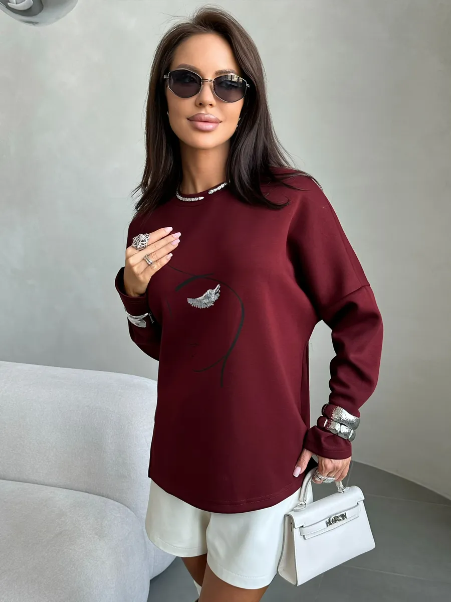 Бордовая кофта нарядная