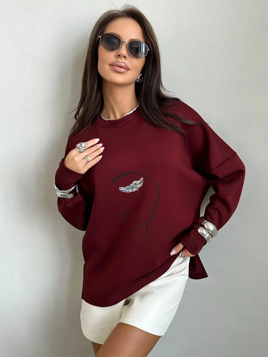 Бордовая кофта нарядная