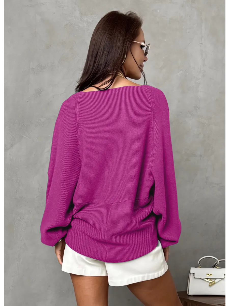 Фуксия теплая кофта вязаная на запах оверсайз