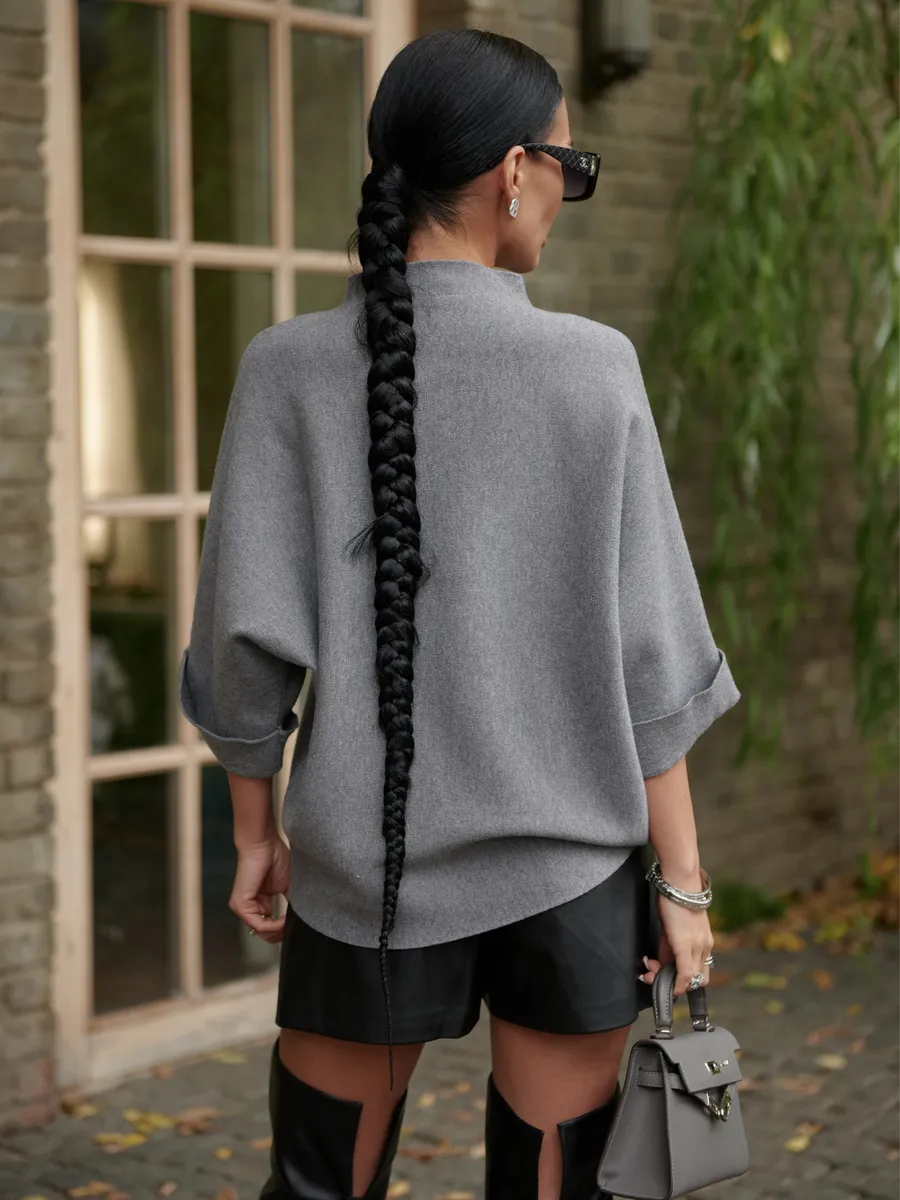 Серая кофта теплая нарядная оверсайз