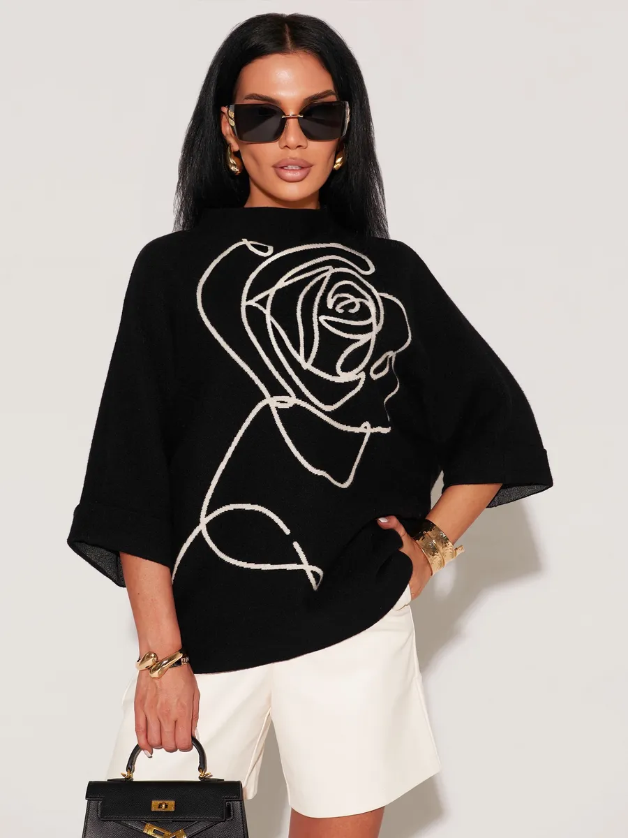 Черная кофта теплая нарядная оверсайз